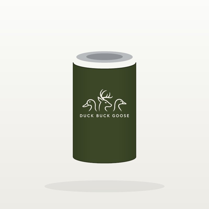 Duck Buck Goose Can Koozie in mallard green