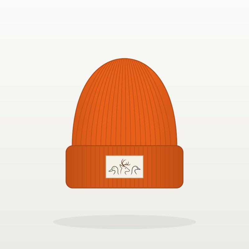 Duck Buck Goose Cuffed Beanie in blaze orange