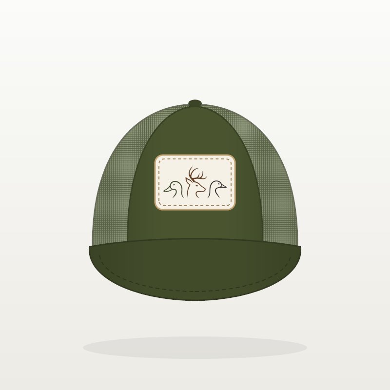 Duck Buck Goose Logo Trucker Hat in loden